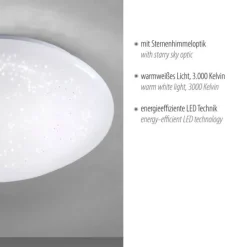 LED-Deckenleuchte, weiß, Ø 25cm, rund, Sternenoptik, glitzer Effekt