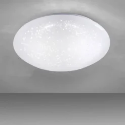 LED-Deckenleuchte, weiß, Ø 25cm, rund, Sternenoptik, glitzer Effekt