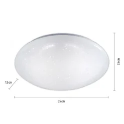 LED-Deckenleuchte, weiß, Ø 25cm, rund, Sternenoptik, glitzer Effekt