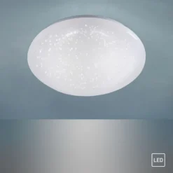 LED-Deckenleuchte, weiß, Ø 25cm, rund, Sternenoptik, glitzer Effekt