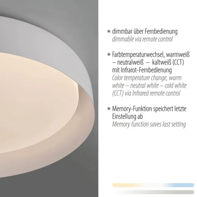 LED Deckenleuchte weiß D=58cm dimmbar Fernbedienung CCT