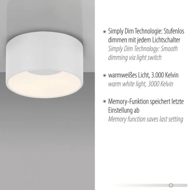 LED Deckenleuchte weiß D=16cm dimmbar SymplyDim Spot