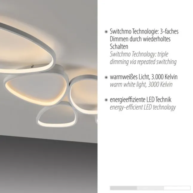 LED Deckenleuchte weiß dimmbar in 3 Stufen Memoryfunktion Wohnzimmer