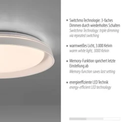 LED Deckenleuchte weiß dimmbar schlichtes zeitloses Design