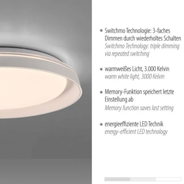 LED Deckenleuchte weiß dimmbar schlichtes zeitloses Design