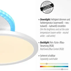LED Deckenleuchte, weiß, dimmbar, Fernbedienung, Memory, rund