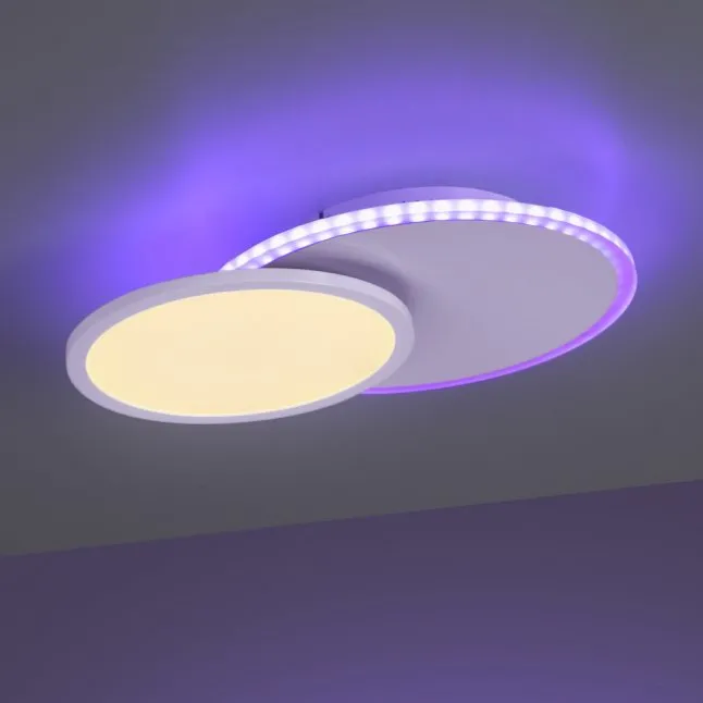 LED Deckenleuchte, weiß, dimmbar, Fernbedienung, Memory, rund