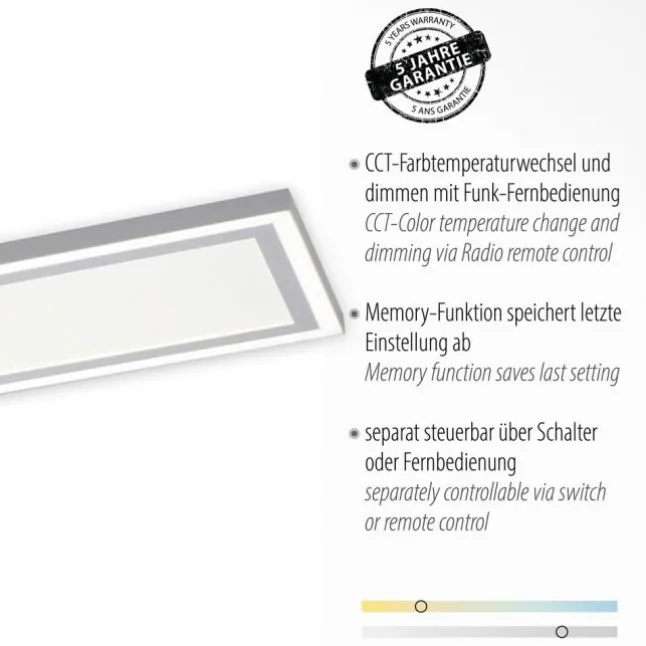 LED Deckenleuchte weiß flach 110x28 Fernbedienung dimmbar CCT Farbsteuerung