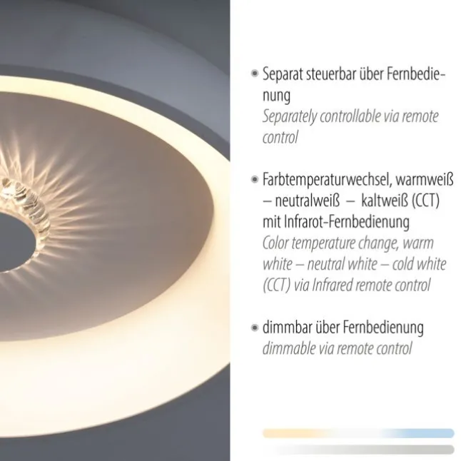 LED Deckenleuchte weiß grau rund Kristalleffekte dimmbar CCT