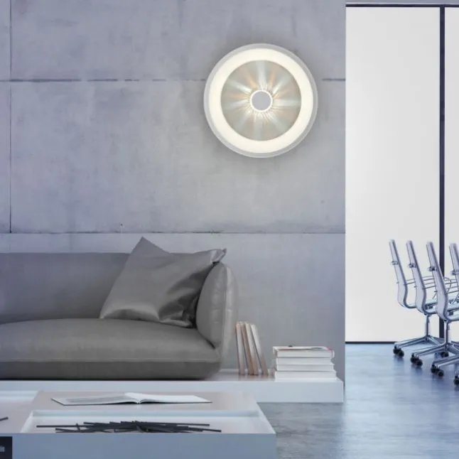 LED Deckenleuchte weiß grau rund Kristalleffekte dimmbar CCT