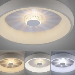 LED Deckenleuchte weiß grau rund Kristalleffekte dimmbar CCT