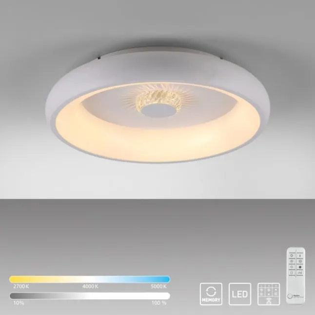 LED Deckenleuchte weiß grau rund Kristalleffekte dimmbar CCT