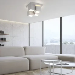 LED Deckenleuchte weiß modern Würfel Form warmweiß Wohnzimmer