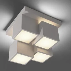 LED Deckenleuchte weiß modern Würfel Form warmweiß Wohnzimmer