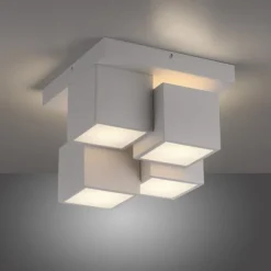 LED Deckenleuchte weiß modern Würfel Form warmweiß Wohnzimmer