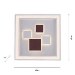 LED-Deckenleuchte, weiß, quadratisch, modern, geometrisches Musterung