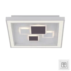 LED-Deckenleuchte, weiß, quadratisch, modern, geometrisches Musterung