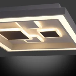 LED-Deckenleuchte, weiß, quadratisch, modern, geometrisches Musterung