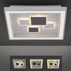 LED-Deckenleuchte, weiß, quadratisch, modern, geometrisches Musterung