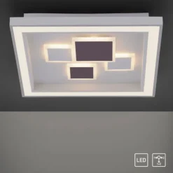 LED-Deckenleuchte, weiß, quadratisch, modern, geometrisches Musterung