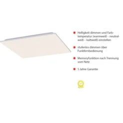 LED Deckenleuchte, weiß, quadratisch, Fernbedienung, dimmbar, modern