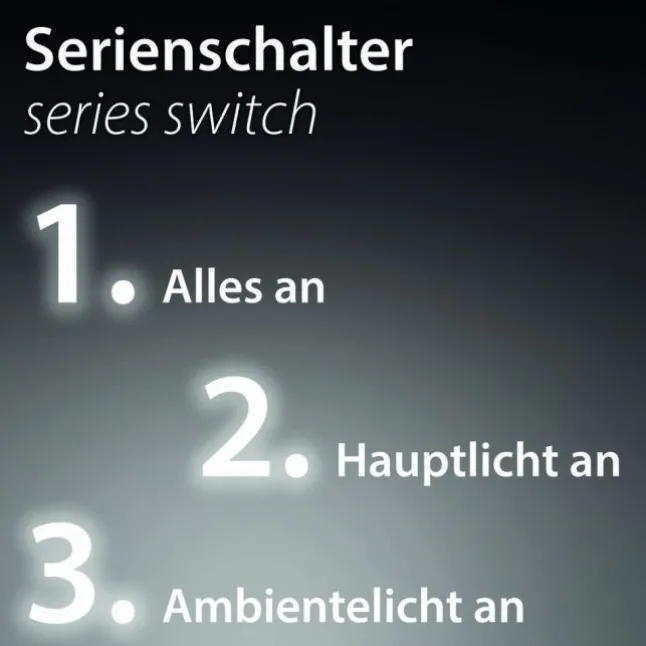 LED-Deckenleuchte, weiß, rund, kreisförmige Grafik, Serienschalter, modern