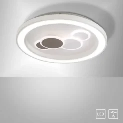 LED-Deckenleuchte, weiß, rund, kreisförmige Grafik, Serienschalter, modern