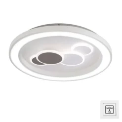 LED-Deckenleuchte, weiß, rund, kreisförmige Grafik, Serienschalter, modern