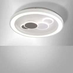 LED-Deckenleuchte, weiß, rund, kreisförmige Grafik, Serienschalter, modern