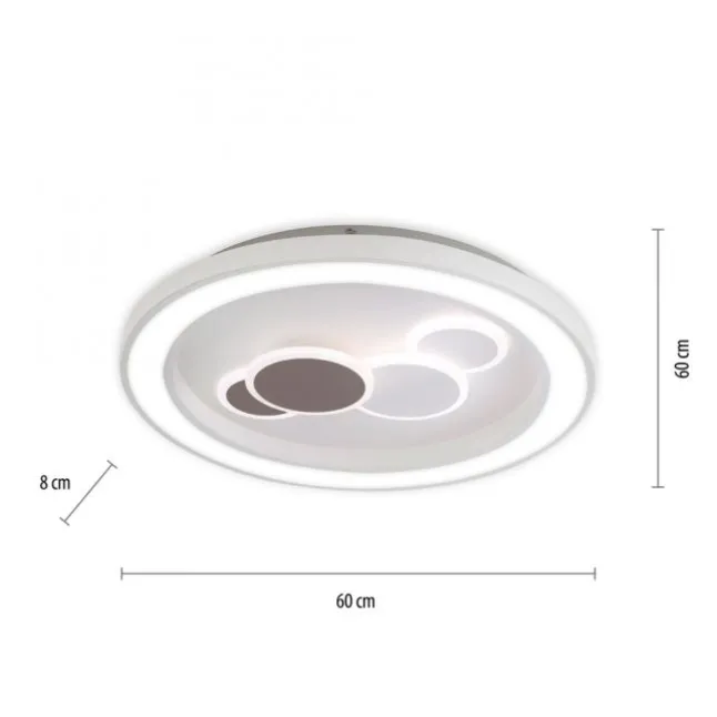 LED-Deckenleuchte, weiß, rund, kreisförmige Grafik, Serienschalter, modern