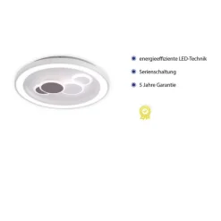LED-Deckenleuchte, weiß, rund, kreisförmige Grafik, Serienschalter, modern