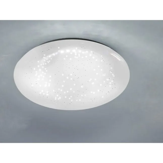 LED-Deckenleuchte, weiß, rund, Sternenoptik, warmweiß