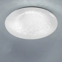 LED-Deckenleuchte, weiß, rund, Sternenoptik, warmweiß