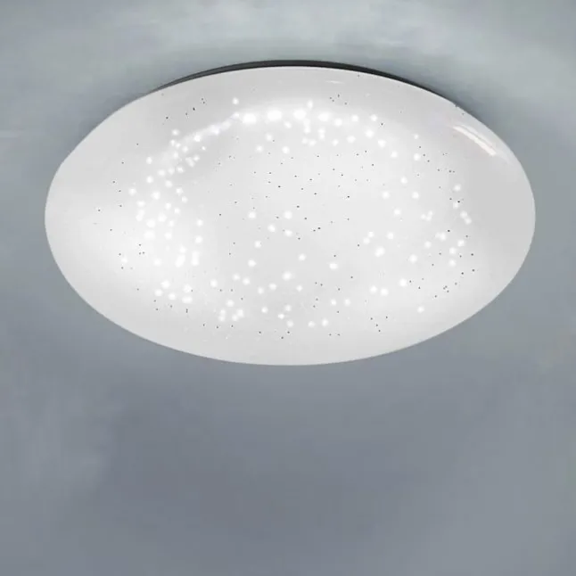 LED-Deckenleuchte, weiß, rund, Sternenoptik, warmweiß