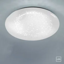 LED-Deckenleuchte, weiß, rund, Sternenoptik, warmweiß