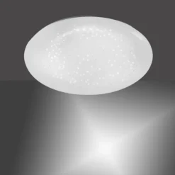 LED-Deckenleuchte, weiß, rund, Sternenoptik, warmweiß