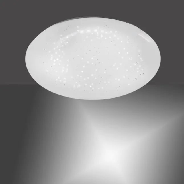 LED-Deckenleuchte, weiß, rund, Sternenoptik, warmweiß