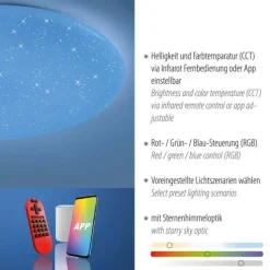 LED Deckenleuchte, weiß, rund, Sterneneffekt, Lichtfarbensteuerung, modern