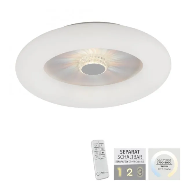 LED Deckenleuchte weiß rund 50x50 Kristalleffekte dimmbar steuerbar CCT