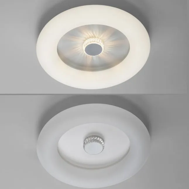 LED Deckenleuchte weiß rund 50x50 Kristalleffekte dimmbar steuerbar CCT