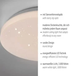 LED Deckenleuchte weiß Sternenhimmeloptik D=22 warmweiß 3000K