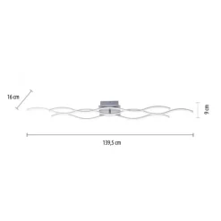 LED-Deckenleuchte, Wellenform, stahl, modern, 3 Lichtbänder, modern, Wave