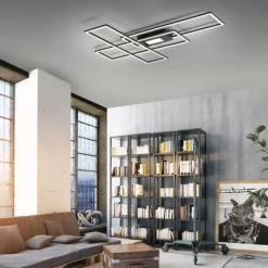 LED Deckenleuchte, Wohnzimmer, schwarz, dimmbar, Fernbedienung