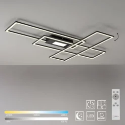 LED Deckenleuchte, Wohnzimmer, schwarz, dimmbar, Fernbedienung