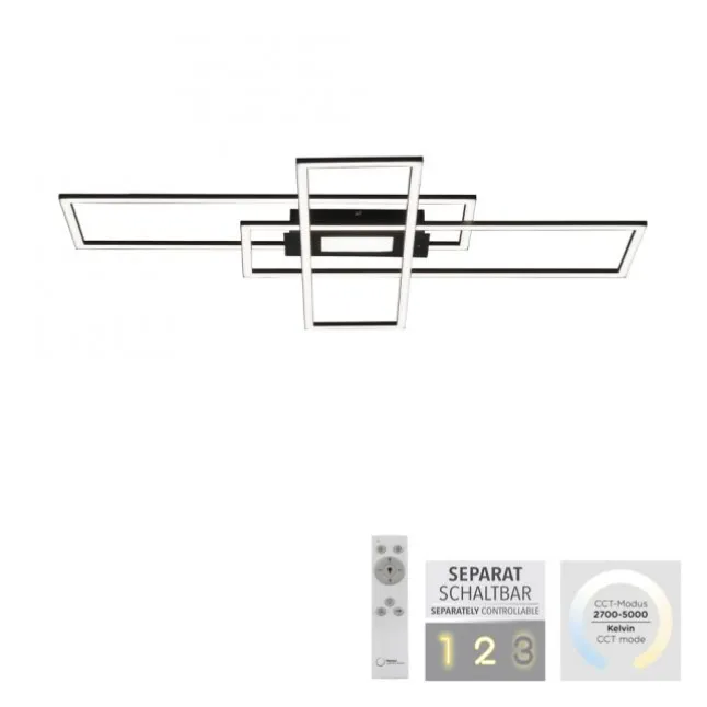 LED Deckenleuchte, Wohnzimmer, schwarz, dimmbar, Fernbedienung