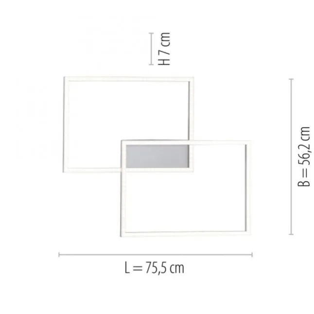 LED-Deckenleuchte, 75,5x56,2cm, CCT-Farbmanagement, Fernbedienung, Memory Funktion