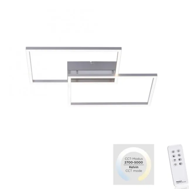 LED-Deckenleuchte, 75,5x56,2cm, CCT-Farbmanagement, Fernbedienung, Memory Funktion