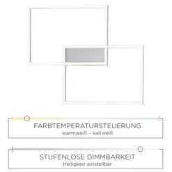 LED-Deckenleuchte, 75,5x56,2cm, CCT-Farbmanagement, Fernbedienung, Memory Funktion