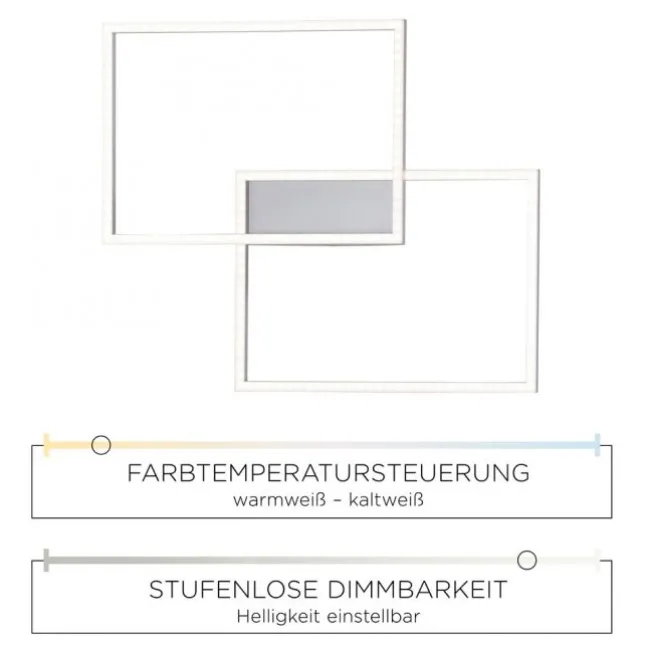 LED-Deckenleuchte, 75,5x56,2cm, CCT-Farbmanagement, Fernbedienung, Memory Funktion