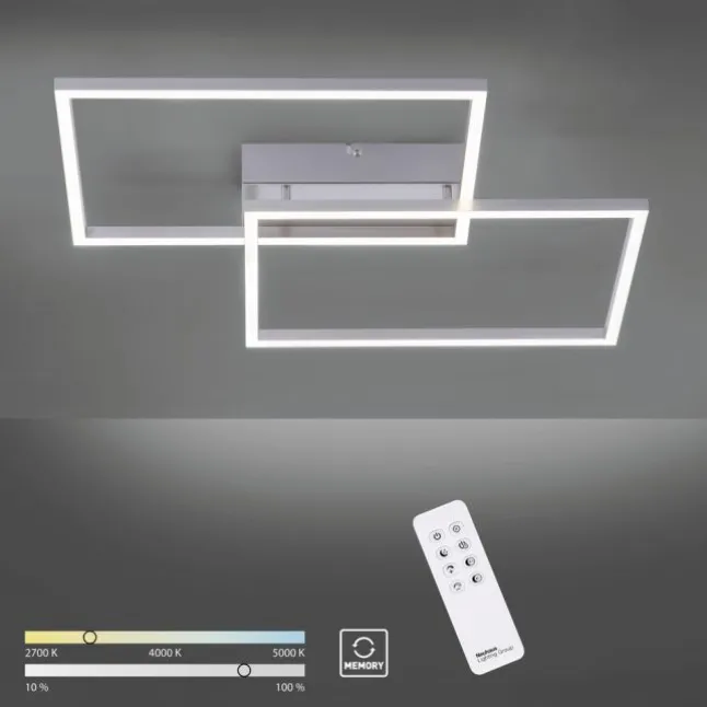 LED-Deckenleuchte, 75,5x56,2cm, CCT-Farbmanagement, Fernbedienung, Memory Funktion